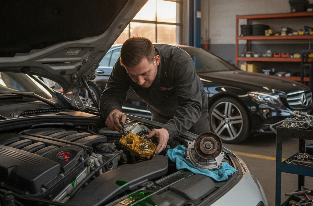 Why Is My BMW or Mercedes Engine Overheating on the Highway? What Roswell Owners Should Know About Water Pump and Thermostat Housing Failure