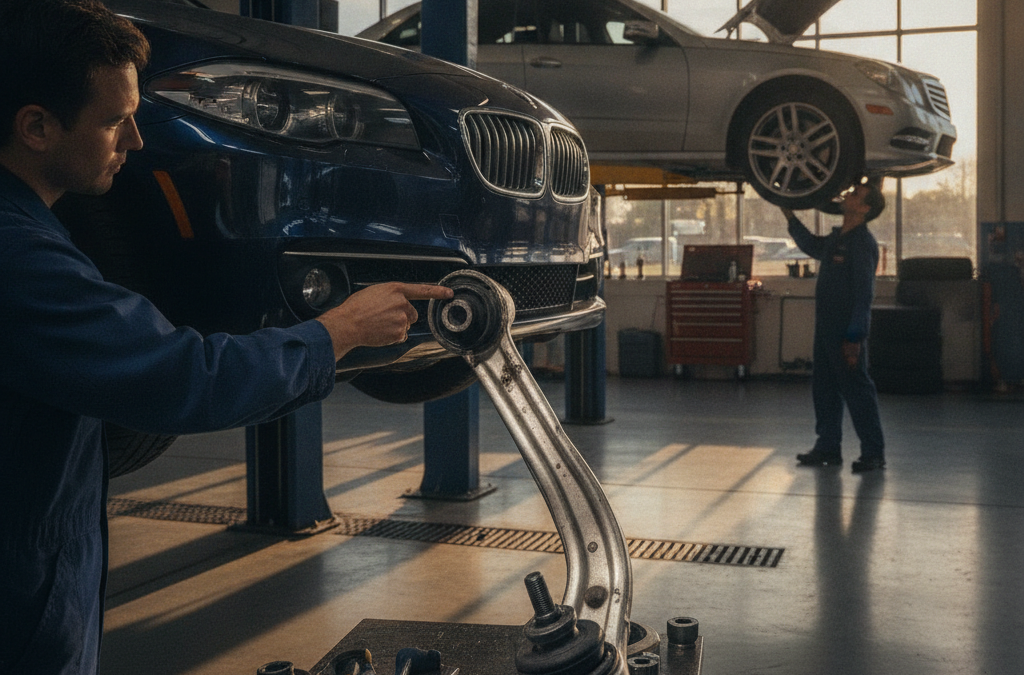 Why Is My BMW or Mercedes Suspension Creaking Over Speed Bumps? What Sandy Springs Owners Should Know About Control Arm and Bushing Failure